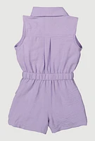 Toddler Girls Airy Elastic Waist Romper, Purple, Size 2T