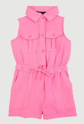 Toddler Girls Airy Elastic Waist Romper, Pink,