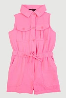Toddler Girls Airy Elastic Waist Romper, Pink,