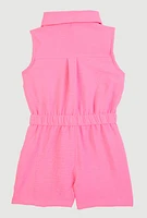 Toddler Girls Airy Elastic Waist Romper, Pink, Size 3T