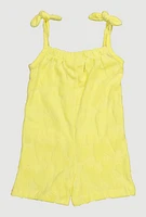 Toddler Girls Terry Cloth Sleeveless Romper with Cargo Pockets, Yellow,