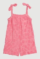 Toddler Girls Terry Cloth Sleeveless Romper with Tie Shoulder and Cargo Pockets, Pink, Size 4T