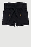 Trendy Fixed Cuffs Cargo Shorts with Tie Waist Belt,