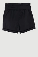 Trendy Fixed Cuffs Cargo Shorts with Tie Waist Belt,