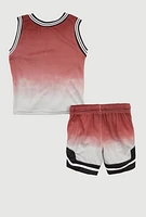 Toddler Boys Ombre GOAT Graphic Tank Top and Shorts with Hat, Multi, Size 2T