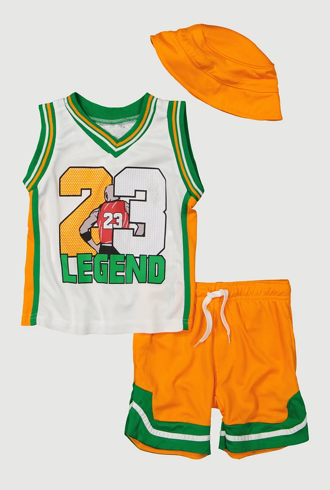 Toddler Boys 23 Legend Basketball Jersey and Shorts with Hat, Multi, Size 2T