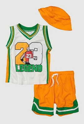 Toddler Boys 23 Legend Basketball Jersey and Shorts with Hat, Multi, Size 2T