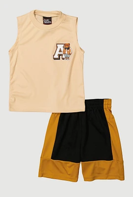 Toddler Boys Graphic Tank Top and Contrast Trim Shorts, Multi, Size 4T