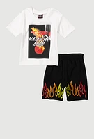 Toddler Boys Watch Me Cook Graphic Tee and Shorts, Multi,