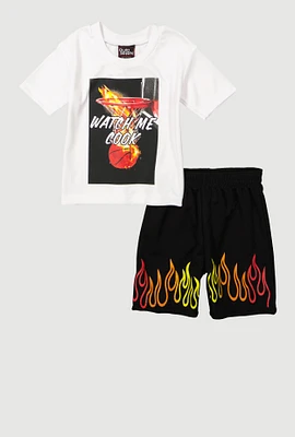 Toddler Boys Watch Me Cook Graphic Tee and Shorts, Multi, Size 3T