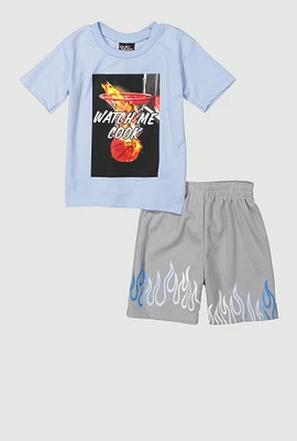 Toddler Boys Watch Me Cook Graphic Tee and Shorts, Multi,