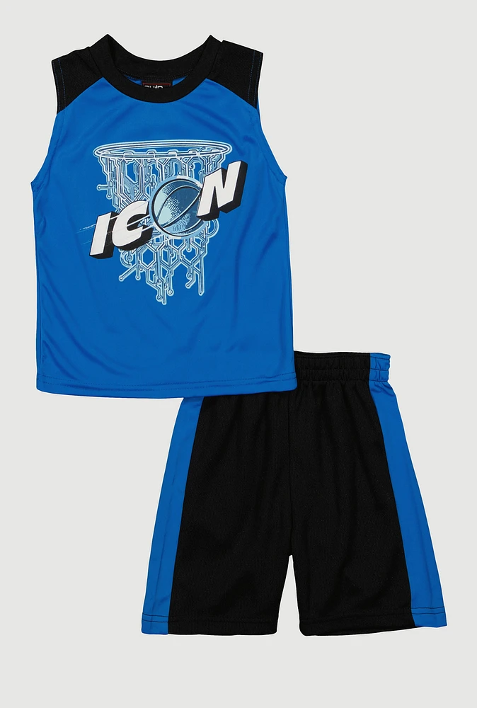 Toddler Boys Icon Basketball Graphic Tee and Shorts, Multi, Size 3T