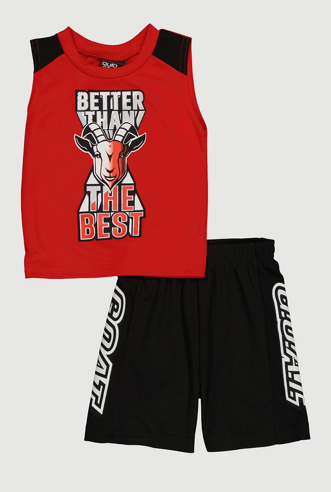 Toddler Boys Better Than The Best Muscle Tee and Shorts, Red, Size 3T