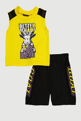 Toddler Boys Better Than The Best Muscle Tee and Shorts, Yellow, Size 4T
