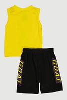Toddler Boys Better Than The Best Muscle Tee and Shorts, Yellow, Size 4T