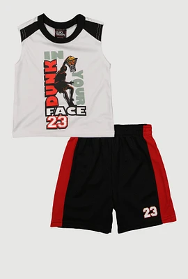 Toddler Boys Dunk In Your Face Graphic Tee and Shorts, Multi, Size 4T