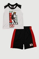 Toddler Boys Dunk In Your Face Graphic Tee and Shorts, Multi, Size 4T