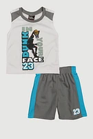 Toddler Boys Dunk Your Face Graphic Tee and Shorts, Multi,