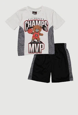 Toddler Boys All Season Champs Tee and Shorts, Multi, Size 2T