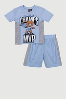 Toddler Boys All Season Champs Tee and Shorts, Blue, Size 3T