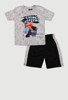 Toddler Boys Bear Living Legend Tee and Shorts, Grey, Size 3T