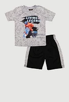 Toddler Boys Bear Living Legend Tee and Shorts, Grey, Size 3T