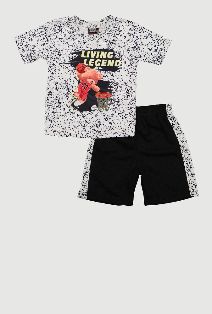 Toddler Boys Bear Living Legend Tee and Shorts, Multi, Size 2T