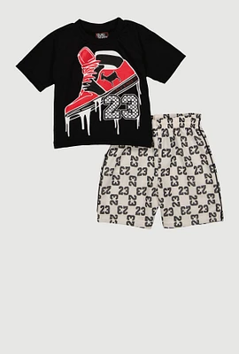 Toddler Boys Sneaker 23 T Shirt and Shorts, Multi,