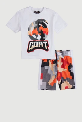 Toddler Boys GOAT Graphic Tee and Jersey Mesh Shorts, Multi, Size 3T