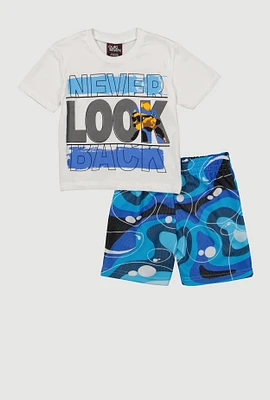 Toddler Boys Never Look Back Graphic Tee and Jersey Mesh Shorts, Multi, Size 4T