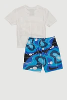 Toddler Boys Never Look Back Graphic Tee and Jersey Mesh Shorts, Multi, Size 4T
