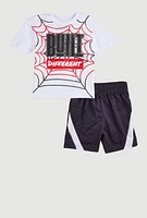 Toddler Boys Built Different Tee and Shorts, Multi, Size 4T