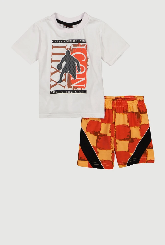 Toddler Boys Icon Graphic Tee and Shorts, Multi, Size 3T