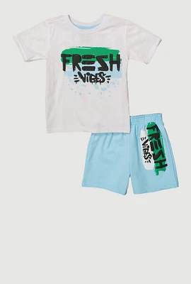 Toddler Boys Fresh Vibes Graphic Tee and Shorts, Multi, Size 4T
