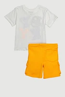 Toddler Boys Chenille Brave Youth Graphic Tee and Sweatshorts, Multi,