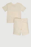 Toddler Boys No New Friends Bear Graphic Tee and Shorts, Beige, Size 4T