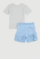 Toddler Boys Our Dreams Carry Us Tee and Sweatshorts, Blue, Size 4T