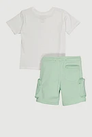 Toddler Boys Ombre Bear Graphic Tee and Cargo Shorts, Multi, Size 4T