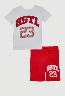 Toddler Boys Chenille HSTL 23 Graphic Tee and Sweatshorts, Multi, Size 4T