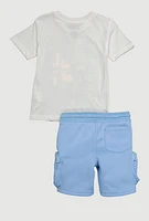 Toddler Boys Legend Bear Tee and Sweatshorts, Blue, Size 4T