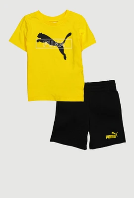 Toddler Boys Puma T Shirt and Sweatshorts Set, Multi, Size 3T
