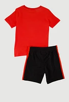 Toddler Boys Puma Graphic Jersey Mesh Tee and Shorts Set, Red,