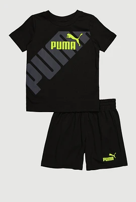Baby Boys 12-24M Puma Graphic Tee and Shorts Set, Black,