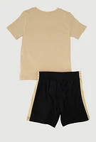 Toddler Boys Stylish Puma Graphic Tee and Shorts 2 Piece Set, Multi,