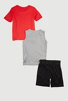 Toddler Boys Puma Graphic Tops and Shorts 3 Piece Set, Multi,