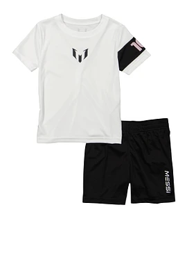 Toddler Boys Messi Logo Tee and Graphic Shorts, White, Size 3T