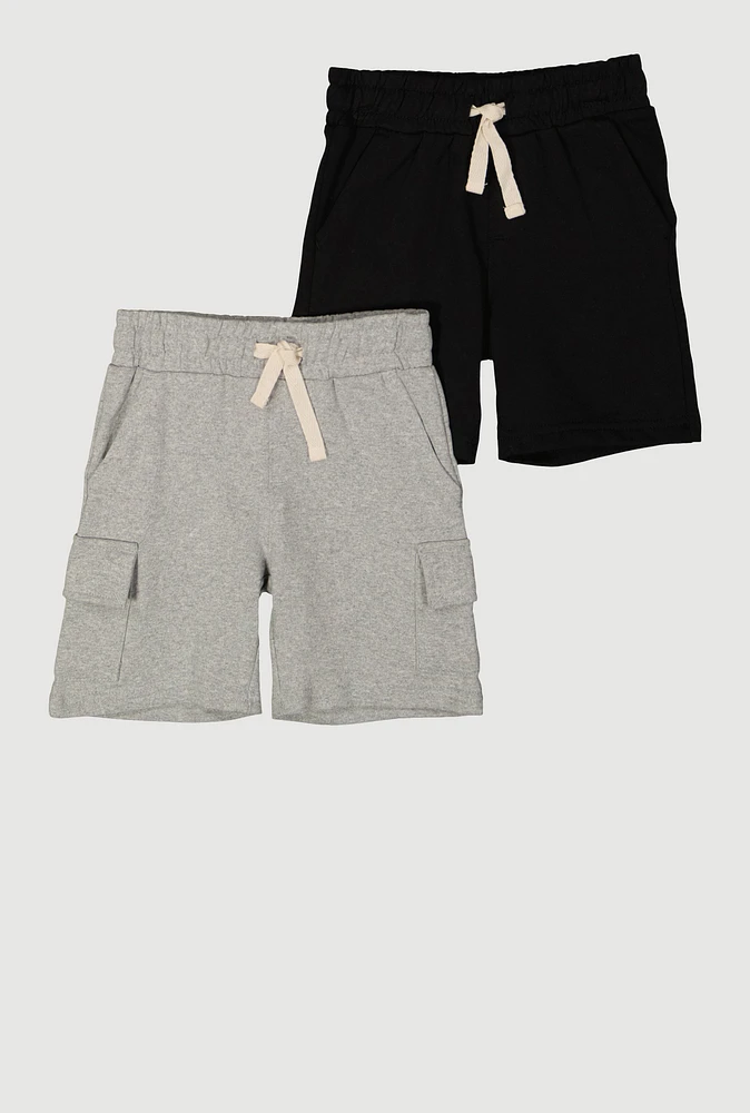Toddler Boys Marled Cargo Sweatshorts 2 Pack, Multi, Size 2T