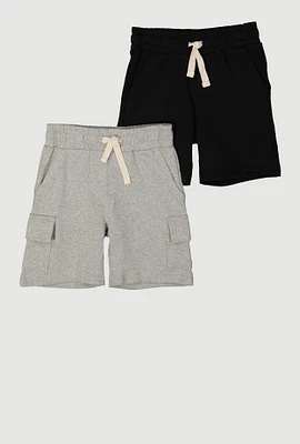 Toddler Boys Marled Cargo Sweatshorts 2 Pack, Multi, Size 2T