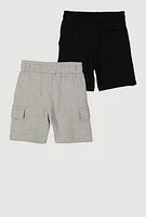 Toddler Boys Marled Cargo Sweatshorts 2 Pack, Multi, Size 2T