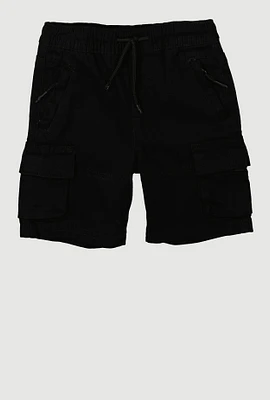 Toddler Boys Drawstring Cargo Shorts, Black, Size 3T